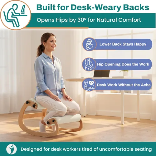 Miniatura 4 de NYPOT Silla ergonómica de rodillas con asientos ajustables - Silla de rodillas para corrección de postura y taburete oscilante para escritorio
