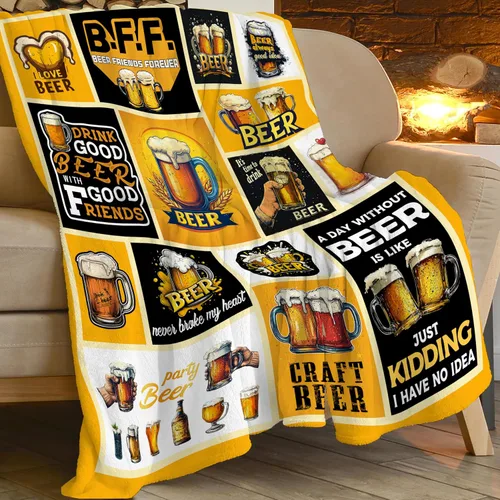 Miniatura 8 de Manta de cerveza, manta de bebida de cerveza, regalos para adultos, mujeres y hombres, súper suave y acogedora manta de felpa mullida mullida