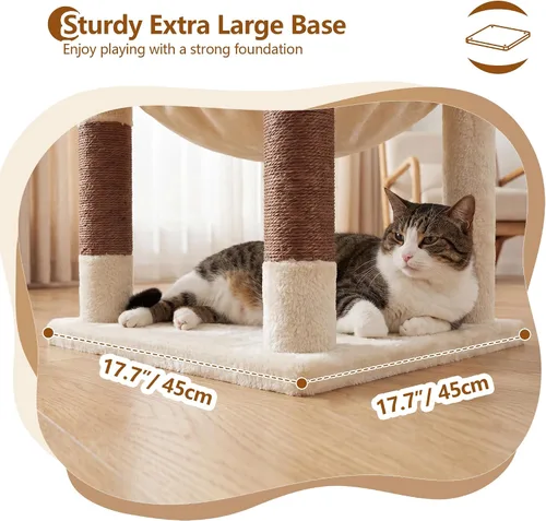 Miniatura 8 de Heybly Árbol para gatos, torre estable de esquina de 53.1 pulgadas para gatos grandes de interior, condominio para gatos bien estructurado