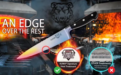 Miniatura 9 de Kuma Chef cuchillo de 8 pulgadas. Corta como un sueño. Mejor cuchillo de chef afiladísimo para tallar, rebanar y cortar en cubos. Mango ergonómico.