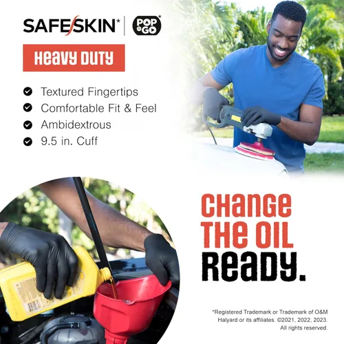 Miniatura 4 de SAFESKIN Heavy Duty Nitrile Disposable Latex Free Gloves (40/160/1600 packs), Black Gloves for Food Prep, Cleaning, Mechanic