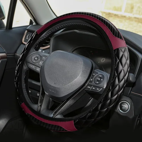 Miniatura 11 de Funda para volante de automóvil, funda protectora de cuero elástico de 15 pulgadas, funda antideslizante y cómoda para manillar, accesorios
