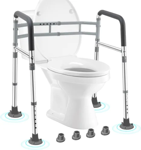 Rieles de seguridad de inodoro para personas mayores, marco de inodoro ajustable y plegable para personas mayores y discapacitadas, asas de inodoro