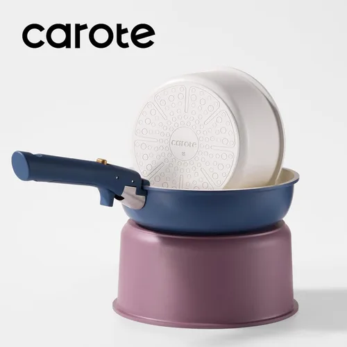 Miniatura 6 de CAROTE Juego de 5 piezas de ollas y sartenes, juego de ollas y sartenes antiadherentes con mango desmontable, artículos esenciales de cocina, olla