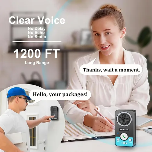Miniatura 3 de Timbre inalámbrico con altavoz de audio de 2 vías, timbre de puerta de conversación natural manos libres, rango de 1300 pies, volumen de 8 niveles