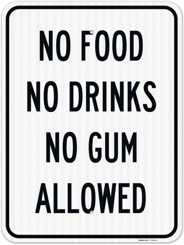 Miniatura 12 de Cartel de "No Food No Drinks No Gum Allowed", 10 x 7 pulgadas, calcomanías de vinilo de 4 mil, resistentes a la intemperie, fabricadas en Estados