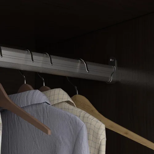 Miniatura 5 de AGOTENI Armario grande para dormitorio con 1 espejo y 2 cajones, armario de 70.9 pulgadas de alto con puertas y estantes, barra para colgar