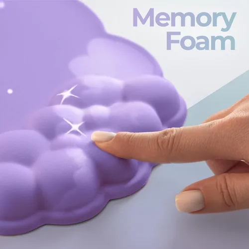 Miniatura 6 de Juego de reposamuñecas Cloud de alta calidad para teclado y mouse pad – Accesorios de escritorio ergonómicos de espuma viscoelástica con soporte