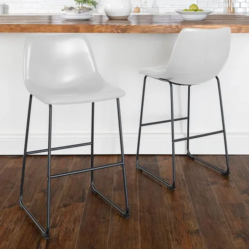 Miniatura 16 de LEMBERI Juego de 2 sillas de comedor de piel sintética, modernas sillas de cocina y comedor de 18 pulgadas con respaldo y patas de metal, cómodo