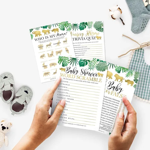 Miniatura 2 de 25 Safari Word Scramble para baby shower, 25 juegos verdaderos o falsos, 25 juegos de animales para bebés, 25 juegos de rimas para guardería, 4