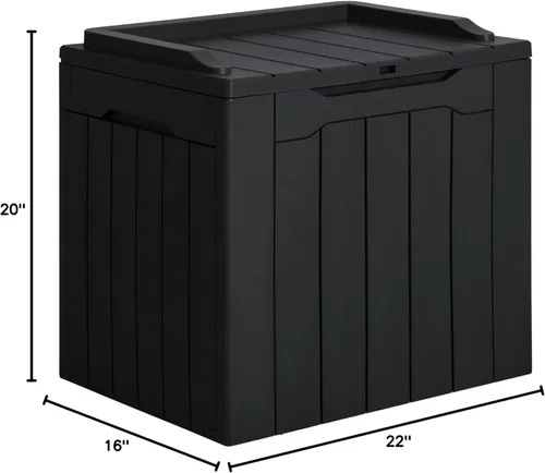 Miniatura 8 de JUMMICO Caja de resina de 31 galones, cajas de almacenamiento impermeables para interiores y exteriores para muebles de patio, cojines y Negro