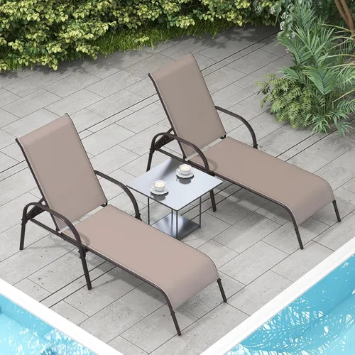Miniatura 7 de Giantex Silla de Salón para Patio, Tumbona para Exteriores con Respaldo de 5 Posiciones Ajustables, Marco de Acero Resistente, Sillón Reclinable