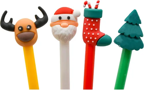 Miniatura 3 de 12 bolígrafos de Navidad con diseño de ciervo de la suerte, alce, Papá Noel, árbol de Navidad, Navidad, relleno de calcetines, bolígrafos
