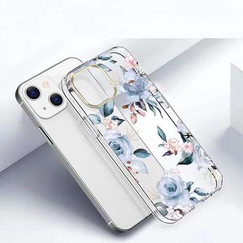 Miniatura 6 de luolnh Funda compatible con iPhone 13 con flores, para mujeres femeninas, a prueba de golpes, transparente con patrón floral para iPhone 13 de 6.1