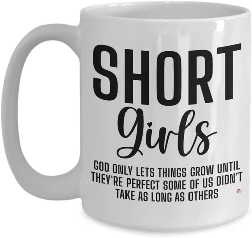 Miniatura 6 de ODDITEES Taza de café divertida corta para niñas, diseño de God Only Lets Things Grow Until Are Perfect - Taza de café de 11 onzas, color blanco