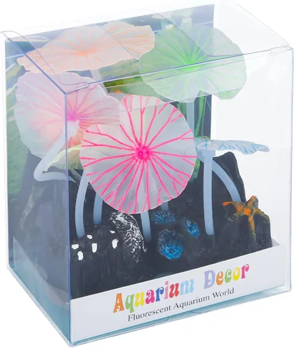 Miniatura 6 de Uniclife Adorno de loto de efecto brillante Decoración de silicona para acuario para pecera con ventosa