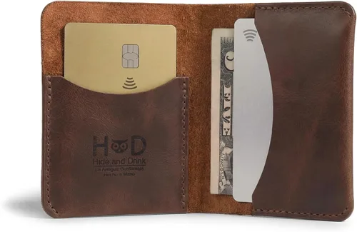 Miniatura 11 de Hide & Drink, Tarjetero plegable hecho a mano de cuero de grano completo, almacenamiento de tarjetas de crédito, organizador de dinero, caja