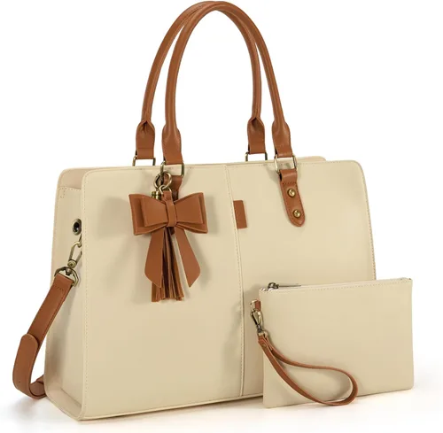 Miniatura 9 de ECOSUSI Bolsa de mano para laptop de 15.6 pulgadas, maletín de hombro de trabajo, mensajero para computadora con bolso de mano de embrague y juego