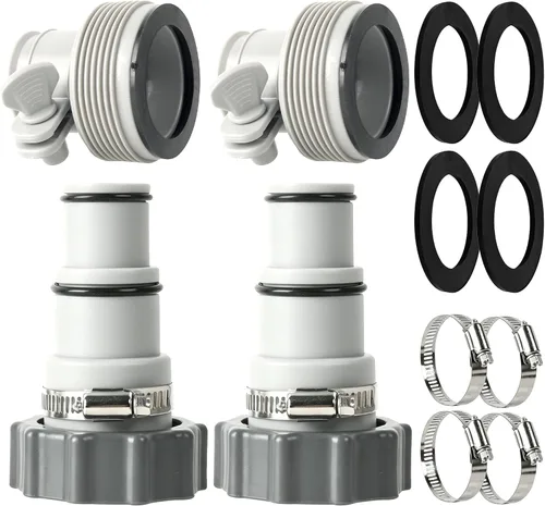 Miniatura 9 de TonGass Paquete de 2 adaptadores de manguera de repuesto roscado a abrazadera para juegos de piscina Intex con manguera de 1.5 y 1.25 pulgadas, se