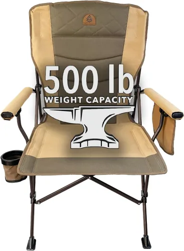 Black Sierra - Silla de campamento de gran tamaño con respaldo alto para adultos, soporta 500 libras, silla plegable portátil XL resistente para