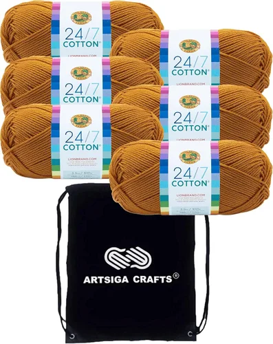 Miniatura 47 de Lion Brand 24/7 Algodón Rosa 761-101 (3 carretes - mismo lote de tinte) Hilado medio #4 de algodón para crochet y tejer con bolsa de proyecto