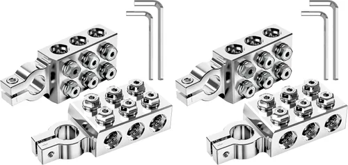 Miniatura 11 de TOPDC Conector terminal de batería de plomo ácido de 8 vías, extremos del cable de batería 8AWG hasta 4/0 (XL) AWG, positivo y negativo (+/-) (par)