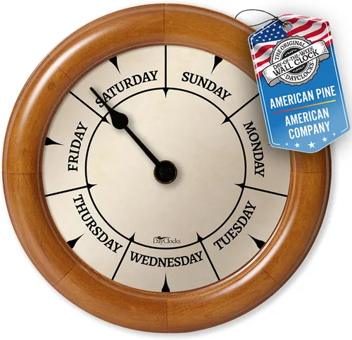 Miniatura 10 de Reloj del día de la semana con marco de aluminio – Reloj de pared con calendario – Regalo de jubilación ideal para hombres y mujeres – 10 pulgadas