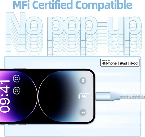 Miniatura 5 de MenoSupp Paquete de 3 cables USB C a Lightning de 6 pies de carga rápida para iPhone de carga rápida tipo C a Lightning para iPhone 14 13 12 11 Pro