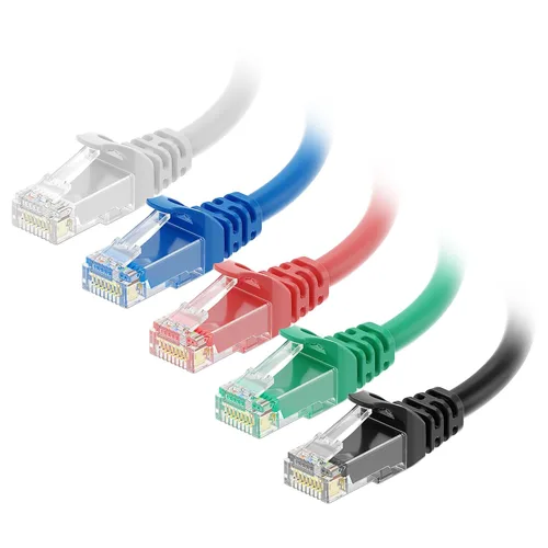 Cable Matters combo de 5 colores, cable de conexión Ethernet sin enganches Cat6, negro, azul, blanco, rojo y verde, Rojo