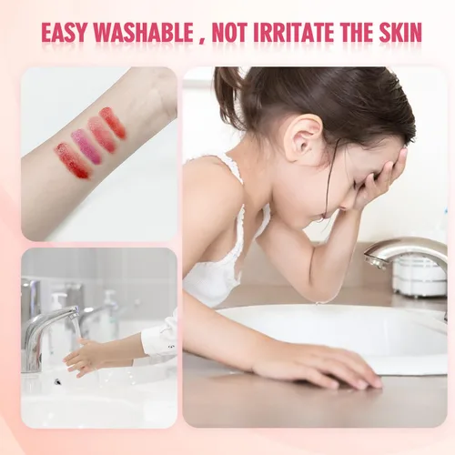 Miniatura 6 de Kit de maquillaje portátil para niñas, lavable, juego de maquillaje con brocha, juego de paleta de maquillaje para adolescentes, juego de regalo
