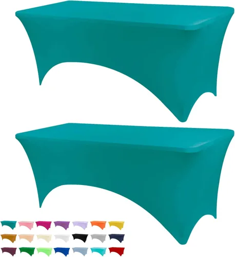 Miniatura 55 de BDDC - Fundas de mesa para mesas de 6 pies, manteles elásticos lavables y resistentes a las arrugas de color azul real de 6 pies para eventos