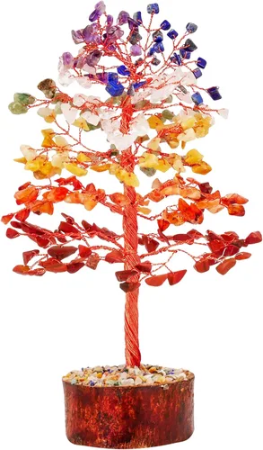 Miniatura 14 de FASHIONZAADI - Árbol de cristal de cuarzo rosa, decoración de feng shui con gemas en alambre plateado, decoración de piedras curativas de chakra