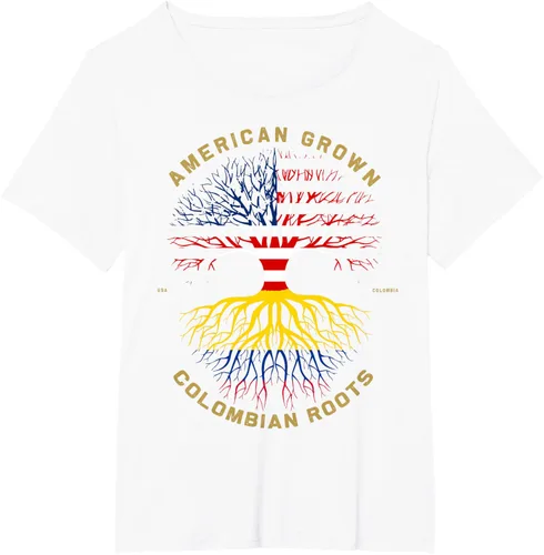 Miniatura 105 de Camiseta de regalo con la bandera de Estados Unidos con árbol de raíces colombianas