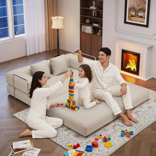Miniatura 7 de Sofá cama convertible de 59.0 pulgadas, sofá cama futón 4 en 1, sofá cama extraíble, sofá cama sin hueso para sala de estar, sofás de pana sin hueso