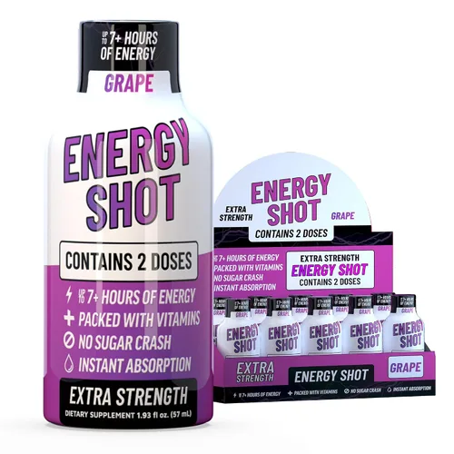 Miniatura 21 de Blue Raspberry Extra Strength Energy Shot 12 unidades – 260 mg de cafeína natural B12 B6 – Apoyo de energía y enfoque – 2 porciones sin azúcar Té
