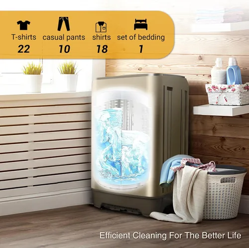 Miniatura 3 de Lavadora portátil de 17.7 libras, lavadora compacta completamente automática para apartamento, 10 programas de lavado, pequeña lavadora portátil