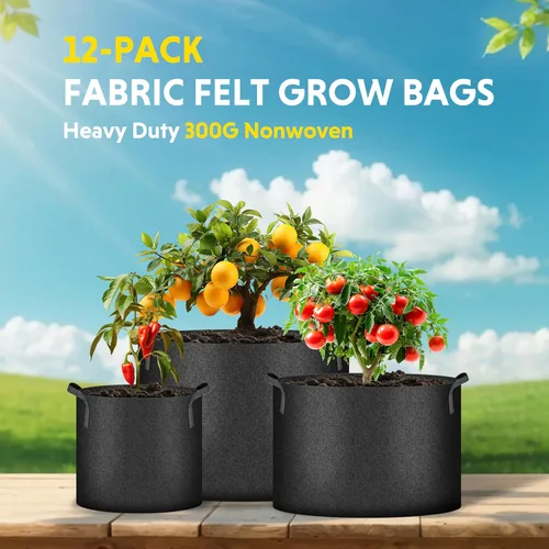 Miniatura 3 de iPower Paquete de 12 bolsas de cultivo de 1 galón, macetas de tela no tejida de aireación gruesa resistente con asas de nailon y 12 etiquetas