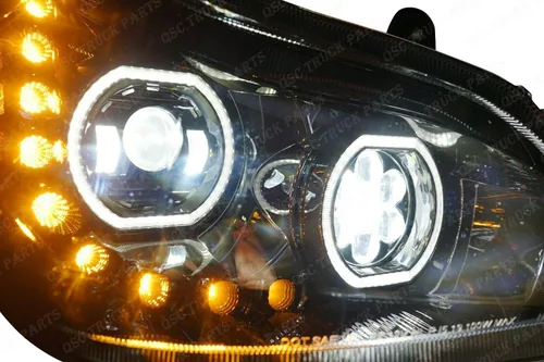 Miniatura 7 de QSC Truck Parts Conjunto completo de faros delanteros negros LED y espejo de capó LED compatible con Kenworth T680