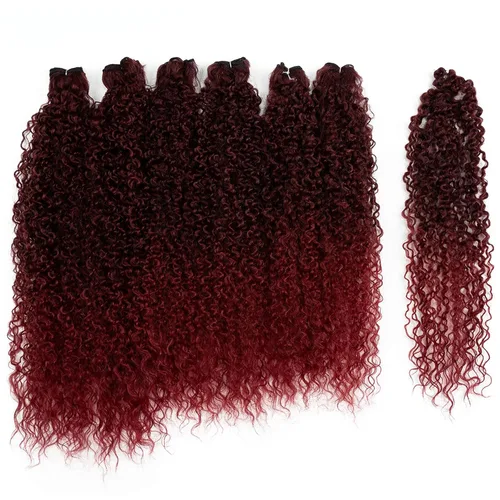 Miniatura 11 de 7 mechones de cabello sintético rizado tipo afro de 22, 24 y 26 pulgadas (7.76 oz) elaborado con fibra de alta temperatura.