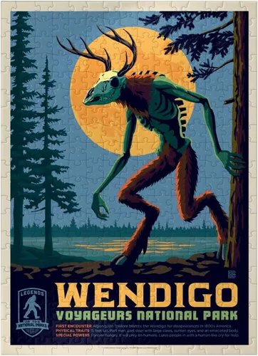 Miniatura 7 de MyPuzzle Legends of The National Parks: Voyageurs' The Wendigo, póster vintage, rompecabezas premium de 100 piezas para adultos
