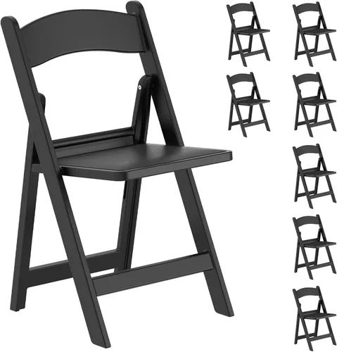 Miniatura 22 de Paquete de 4 sillas plegables de resina, sillas plegables de capacidad de peso de 650 libras con asientos acolchados, silla plegable ligera
