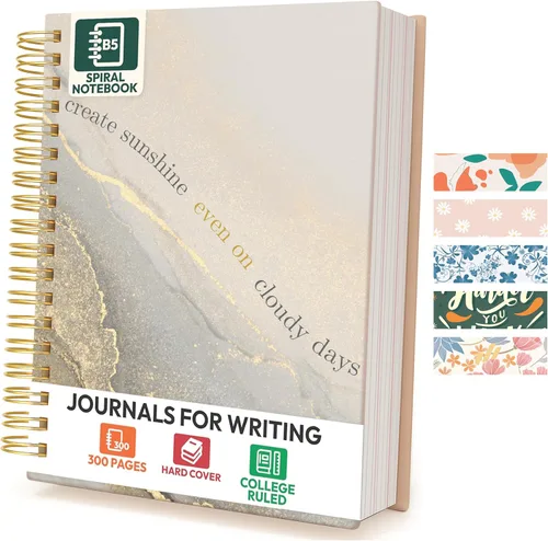 Miniatura 15 de Cuaderno de espiral de tapa dura, 10.25" x 7.25", 300 páginas, gran cuaderno universitario con rayas para mujeres, ideal para escritura, diario, New