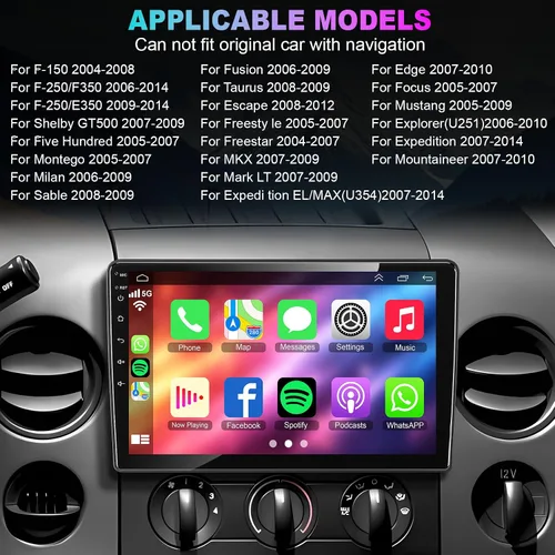 Miniatura 2 de Radio de coche Android 13 de 10.1 pulgadas 4+64 para Ford F150/F250/F350 2004-2014, Carplay inalámbrico y Android Auto con pantalla táctil IPS