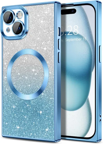 Miniatura 117 de Hython Funda para iPhone 13 Pro transparente con purpurina magnética [compatible con MagSafe] Protector completo de lente de cámara delgado