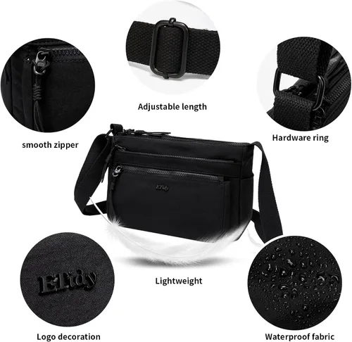 Miniatura 4 de ETidy Bolso de hombro casual de nailon para mujer, impermeable, ligero, bolso cruzado