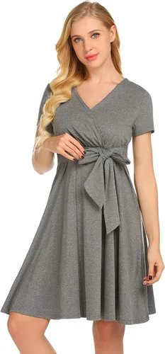 Miniatura 3 de Ekouaer Vestido de maternidad para mujer, con lazo frontal, para fiesta o uso casual