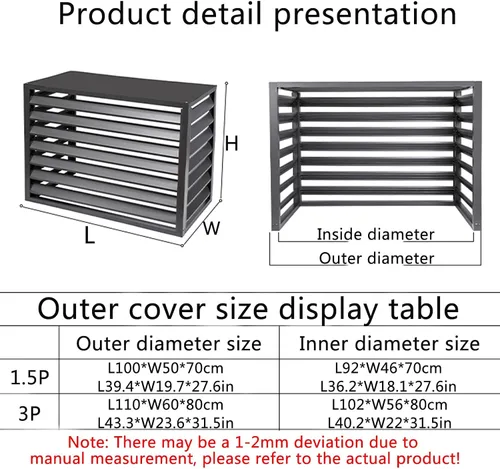 Miniatura 6 de Cubierta de aluminio para aire acondicionado y bomba de calor, mini cubierta de aire acondicionado dividido para unidades exteriores, reducción