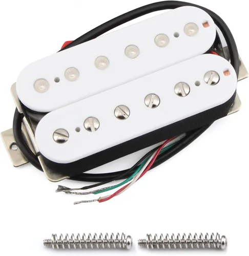 Miniatura 8 de FLEOR Alnico 5 Pastillas de Guitarra Doble Bobina Humbucker Juego de Cuello y Puente Blanco