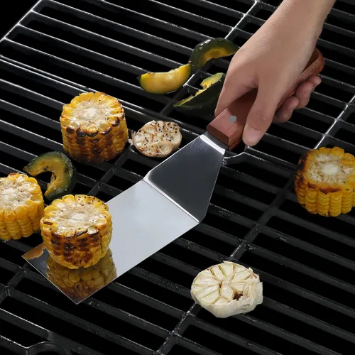 Miniatura 2 de New Star Foodservice 36275 Espátula/volteadera de parrilla con mango de madera, 31,8 cm