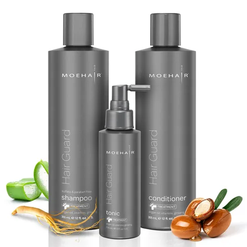 MOEHAIR Set de cuidado del cabello (12 onzas líquidas) – Champú, acondicionador y tónico para todo tipo de cabello – No tóxico, libre de crueldad,